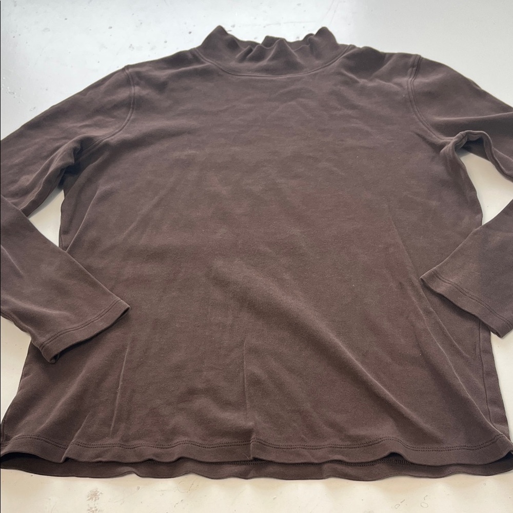 St John’s Bay Medium Brown Long Sleeve Mock Neck Basic T Shirt